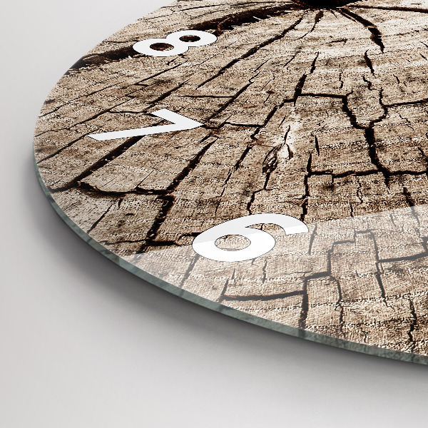 Ceas rotund de perete din sticlă ciot de lemn vechi