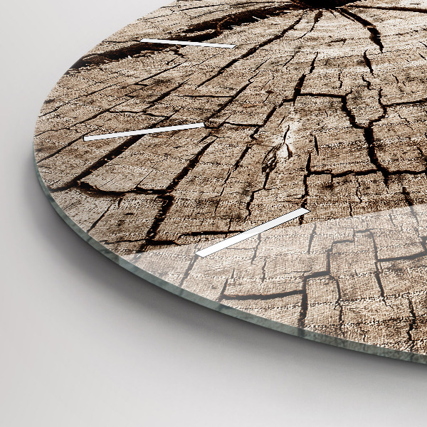 Ceas rotund de perete din sticlă ciot de lemn vechi