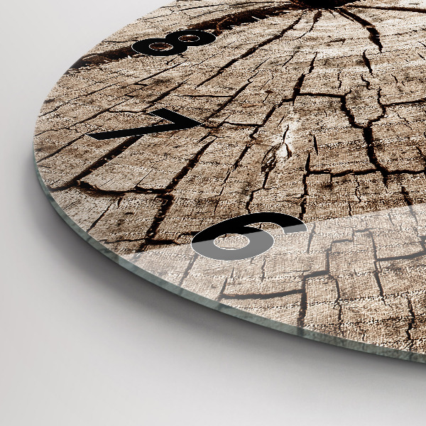 Ceas rotund de perete din sticlă ciot de lemn vechi