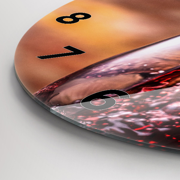 Ceas rotund de perete din sticlă Un pahar de vin roșu