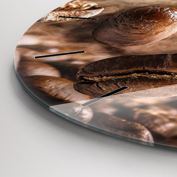 Ceas rotund de perete din sticlă Boabe de cafea