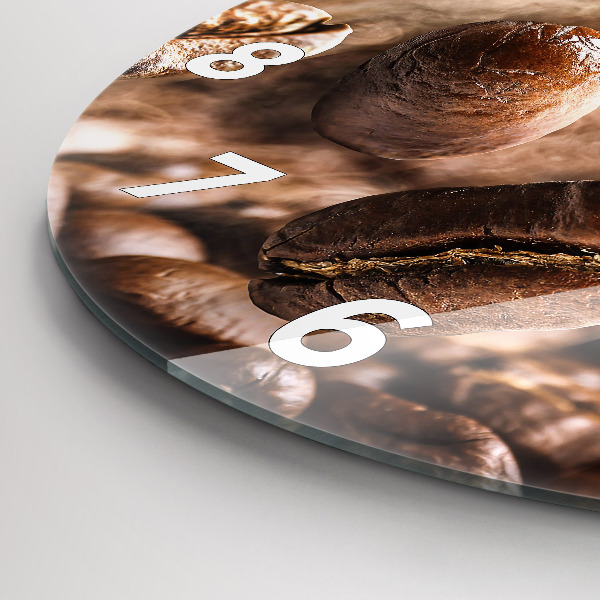 Ceas rotund de perete din sticlă Boabe de cafea