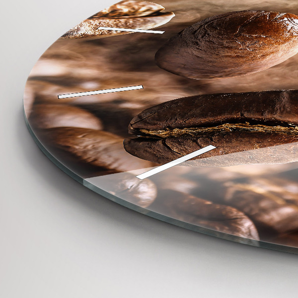 Ceas rotund de perete din sticlă Boabe de cafea