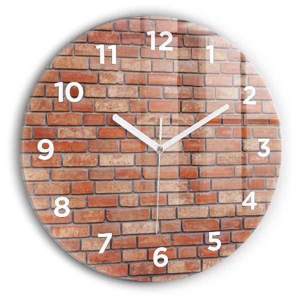 Ceas rotund de perete din sticlă Zid de cărămidă
