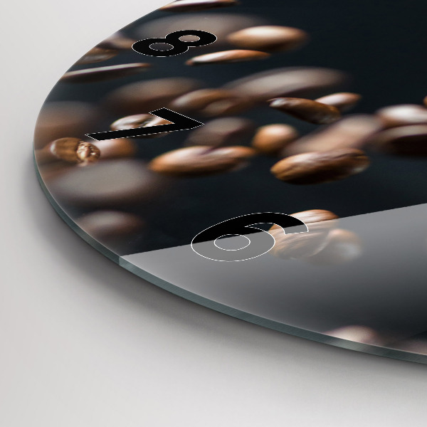 Ceas rotund de perete din sticlă Boabe de cafea