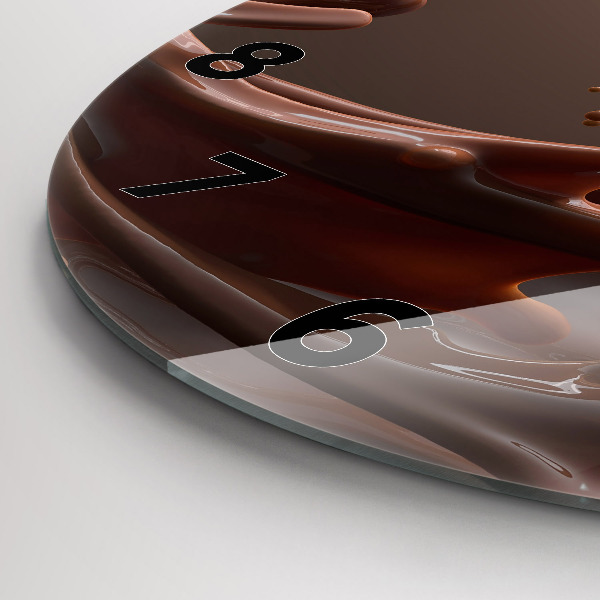 Ceas rotund de perete din sticlă Valuri de cacao