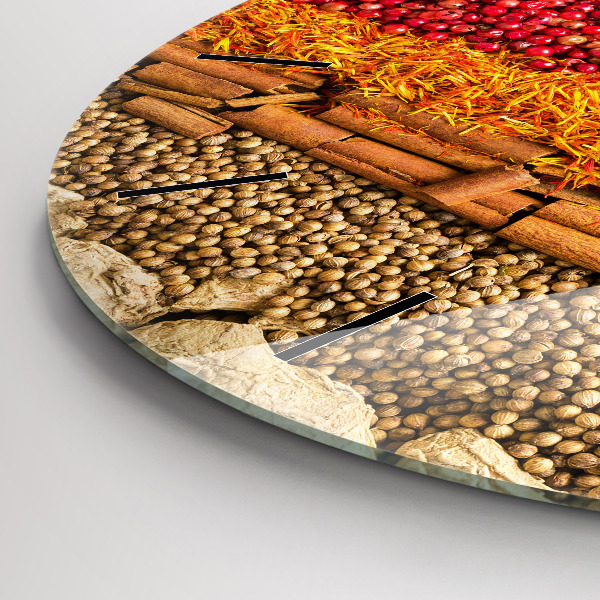 Ceas rotund de perete din sticlă Rânduri de condimente