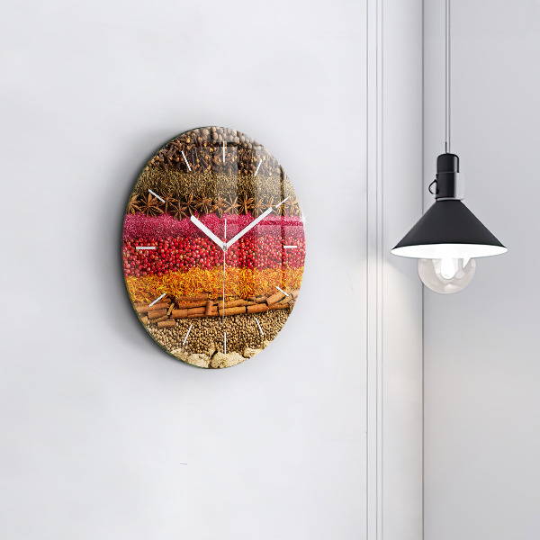 Ceas rotund de perete din sticlă Rânduri de condimente