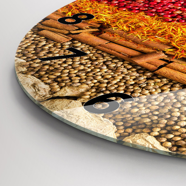 Ceas rotund de perete din sticlă Rânduri de condimente