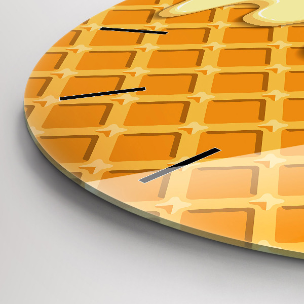 Ceas rotund de perete din sticlă Vafe si inghetata