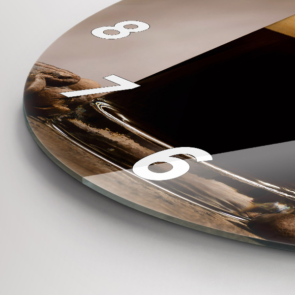 Ceas rotund de perete din sticlă O cană de cafea