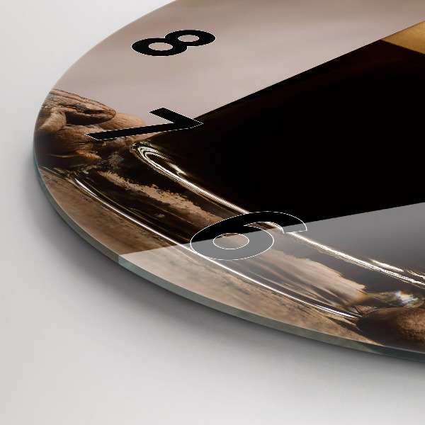 Ceas rotund de perete din sticlă O cană de cafea