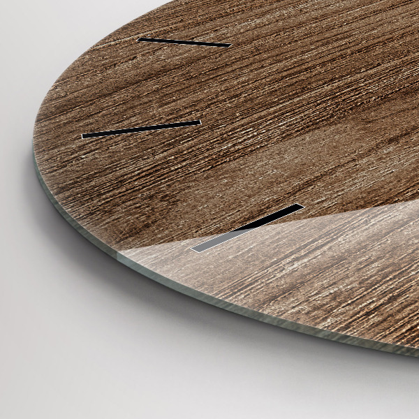 Ceas rotund de perete din sticlă Lemn închis la culoare