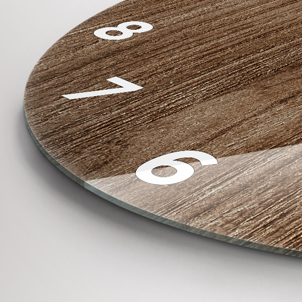 Ceas rotund de perete din sticlă Lemn închis la culoare