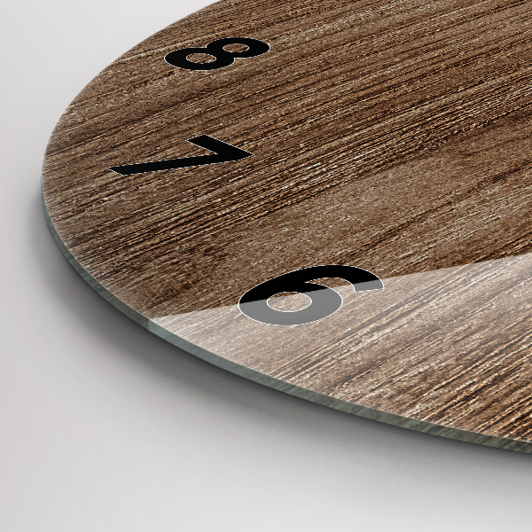 Ceas rotund de perete din sticlă Lemn închis la culoare