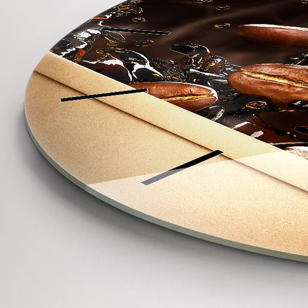 Ceas rotund de perete din sticlă Cafea fierbinte