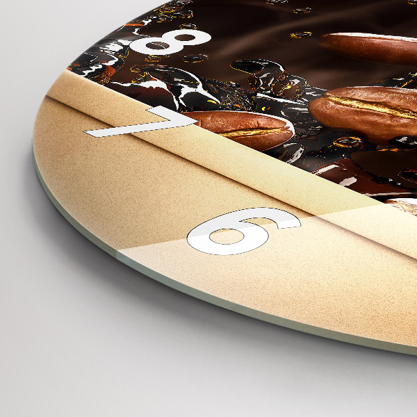 Ceas rotund de perete din sticlă Cafea fierbinte