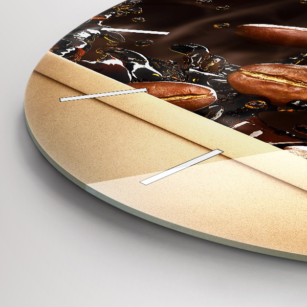 Ceas rotund de perete din sticlă Cafea fierbinte