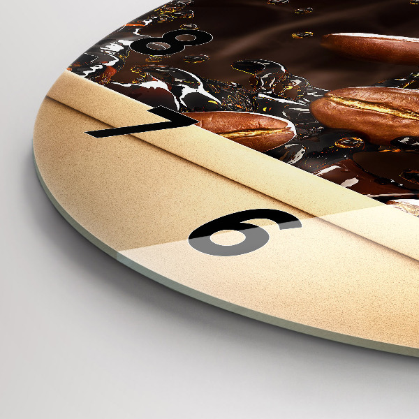 Ceas rotund de perete din sticlă Cafea fierbinte