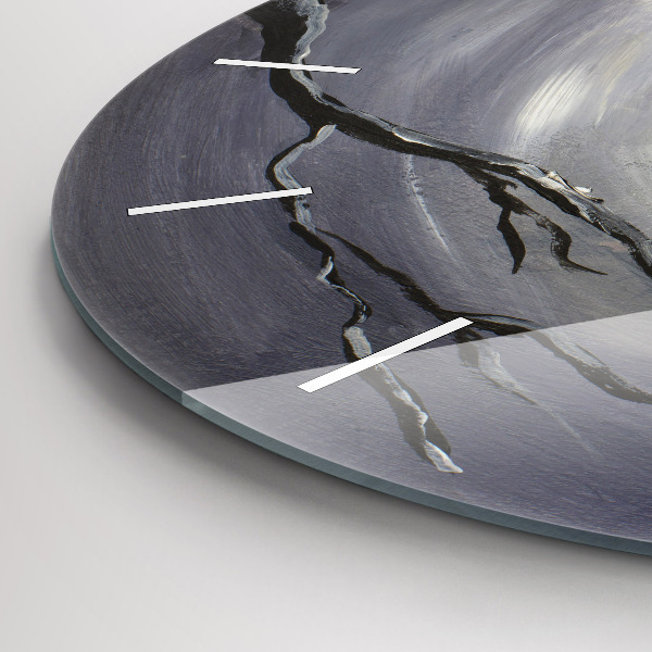 Ceas rotund de perete din sticlă Corb în lumina lunii