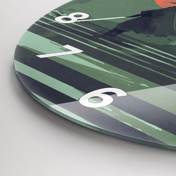 Ceas rotund de perete din sticlă Samurai în pădure