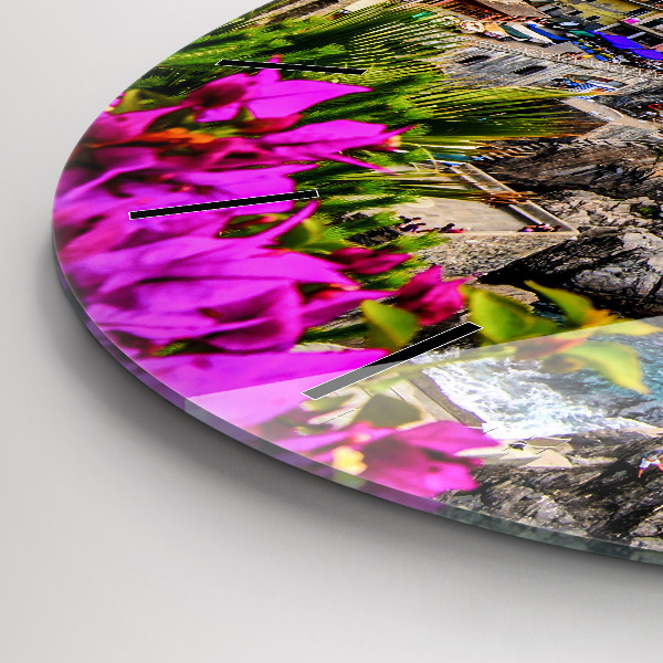 Ceas rotund de perete din sticlă Coasta Cinque Terre