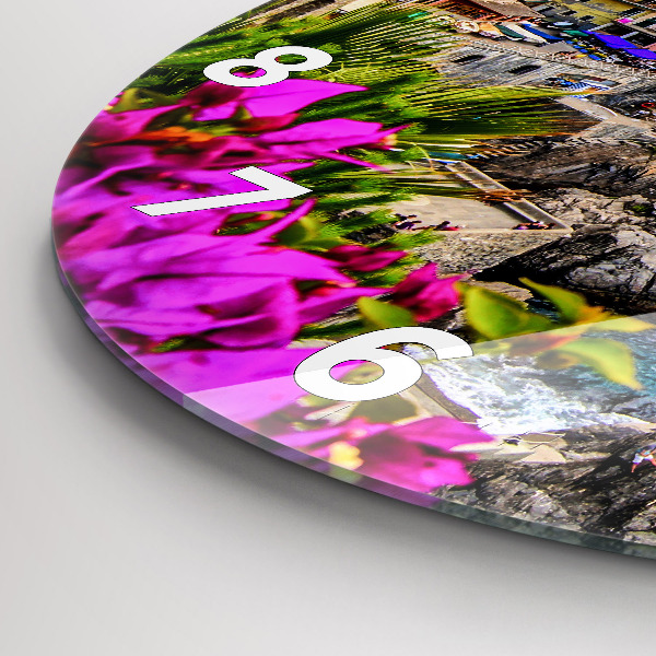 Ceas rotund de perete din sticlă Coasta Cinque Terre