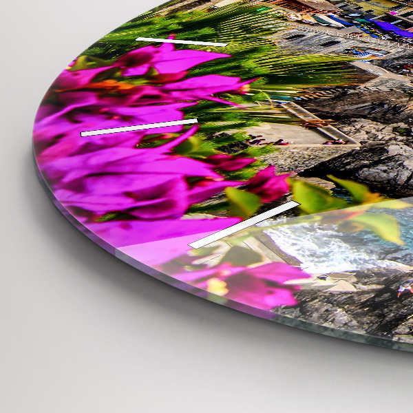 Ceas rotund de perete din sticlă Coasta Cinque Terre