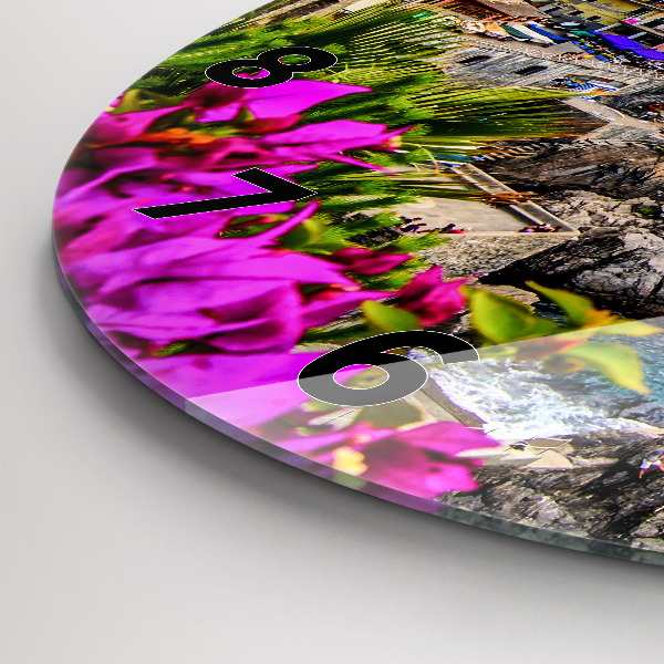 Ceas rotund de perete din sticlă Coasta Cinque Terre