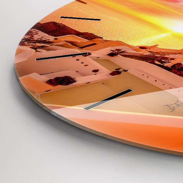 Ceas rotund de perete din sticlă Veche moară de vânt din Santorini