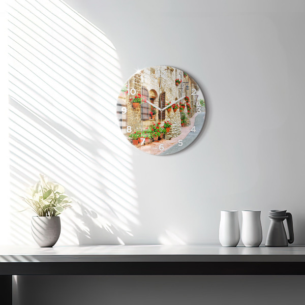 Ceas rotund de perete din sticlă Stradă pitorească