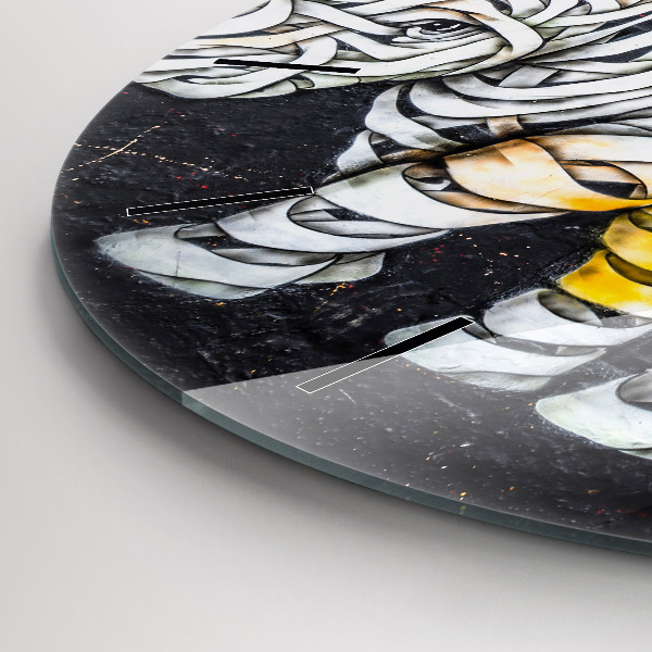 Ceas rotund de perete din sticlă Rinocer abstract