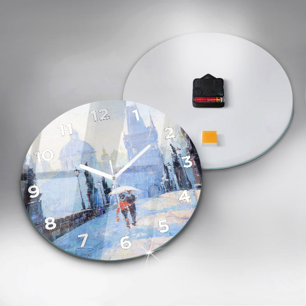 Ceas rotund de perete din sticlă Arta in ulei
