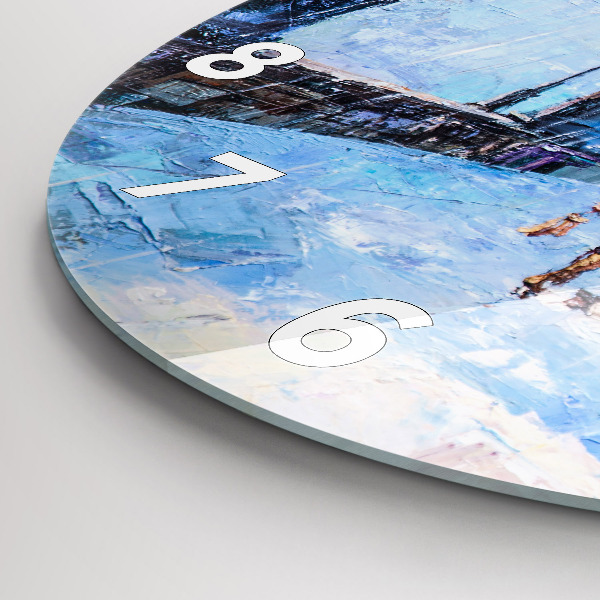 Ceas rotund de perete din sticlă Arta in ulei