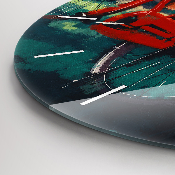 Ceas rotund de perete din sticlă Bicicleta pictata