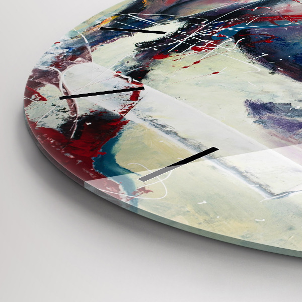 Ceas rotund de perete din sticlă Ilustrație de cai în galop