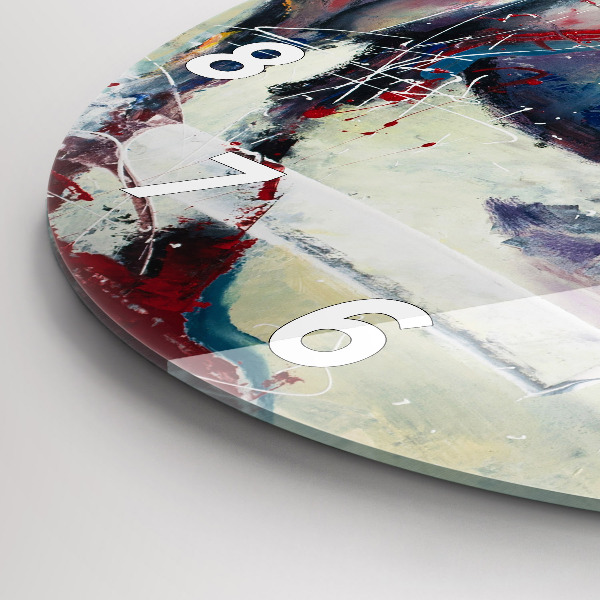 Ceas rotund de perete din sticlă Ilustrație de cai în galop