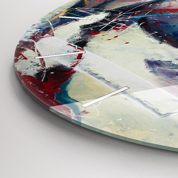 Ceas rotund de perete din sticlă Ilustrație de cai în galop