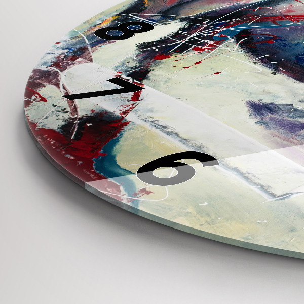 Ceas rotund de perete din sticlă Ilustrație de cai în galop