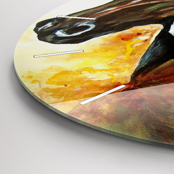 Ceas rotund de perete din sticlă Doi cai pictați