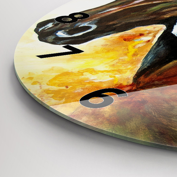 Ceas rotund de perete din sticlă Doi cai pictați