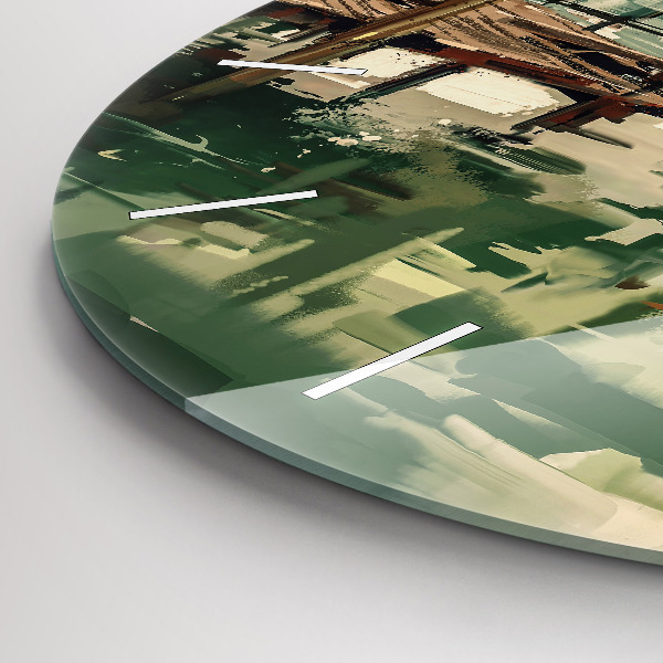 Ceas rotund de perete din sticlă Barci de pescuit in port