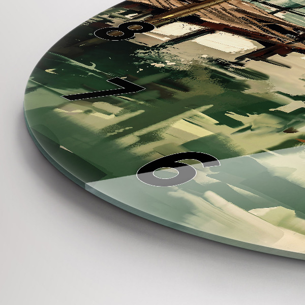 Ceas rotund de perete din sticlă Barci de pescuit in port