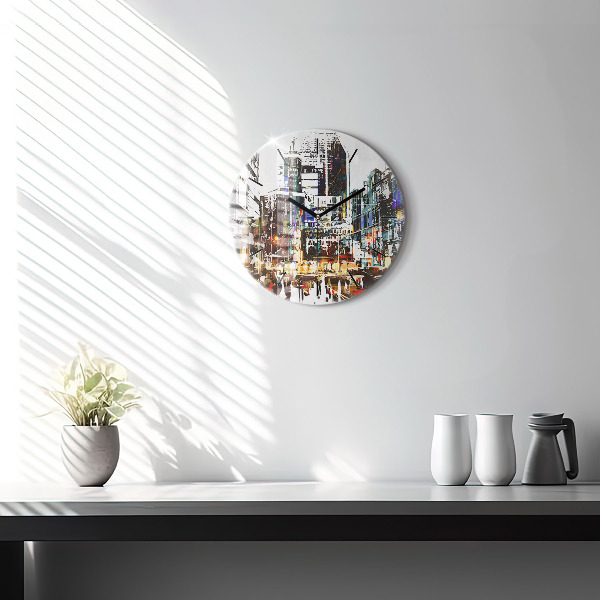 Ceas rotund de perete din sticlă Orașul New York
