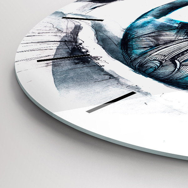 Ceas rotund de perete din sticlă Ilustrație cu privirea lupului