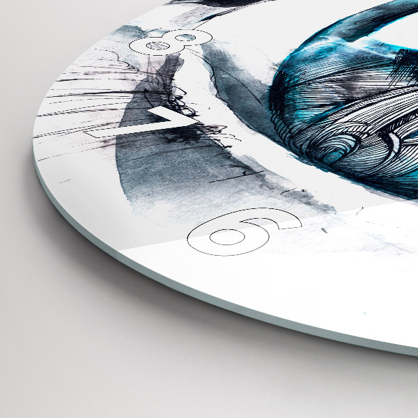 Ceas rotund de perete din sticlă Ilustrație cu privirea lupului