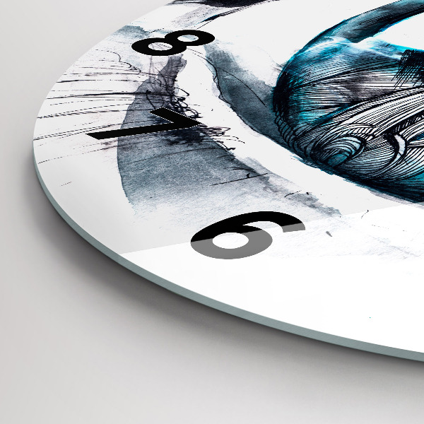 Ceas rotund de perete din sticlă Ilustrație cu privirea lupului