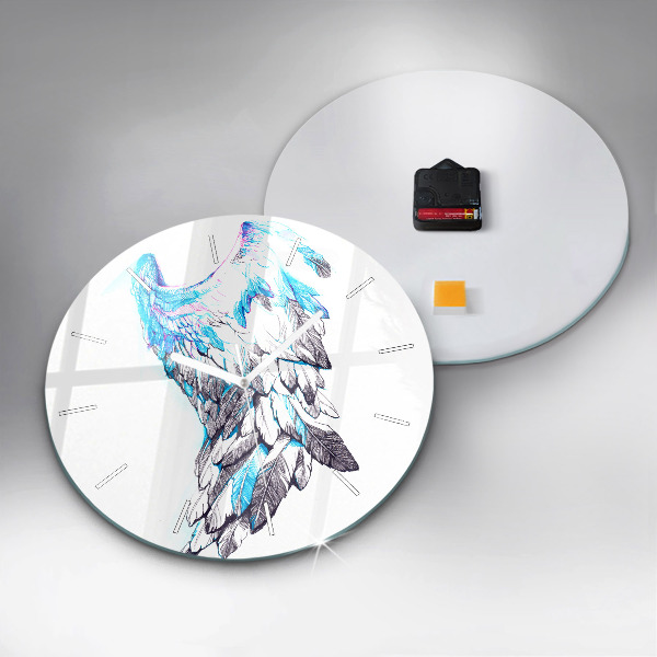 Ceas rotund de perete din sticlă Imitație de aripi de pasăre