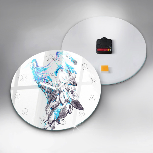Ceas rotund de perete din sticlă Imitație de aripi de pasăre