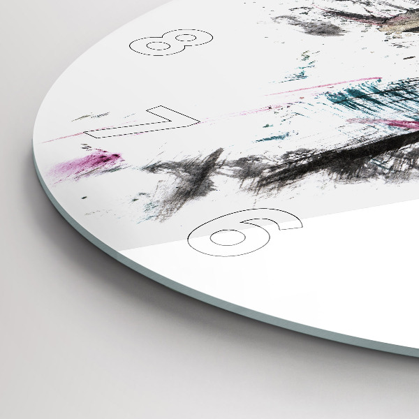 Ceas rotund de perete din sticlă Profilul unui lup pictat